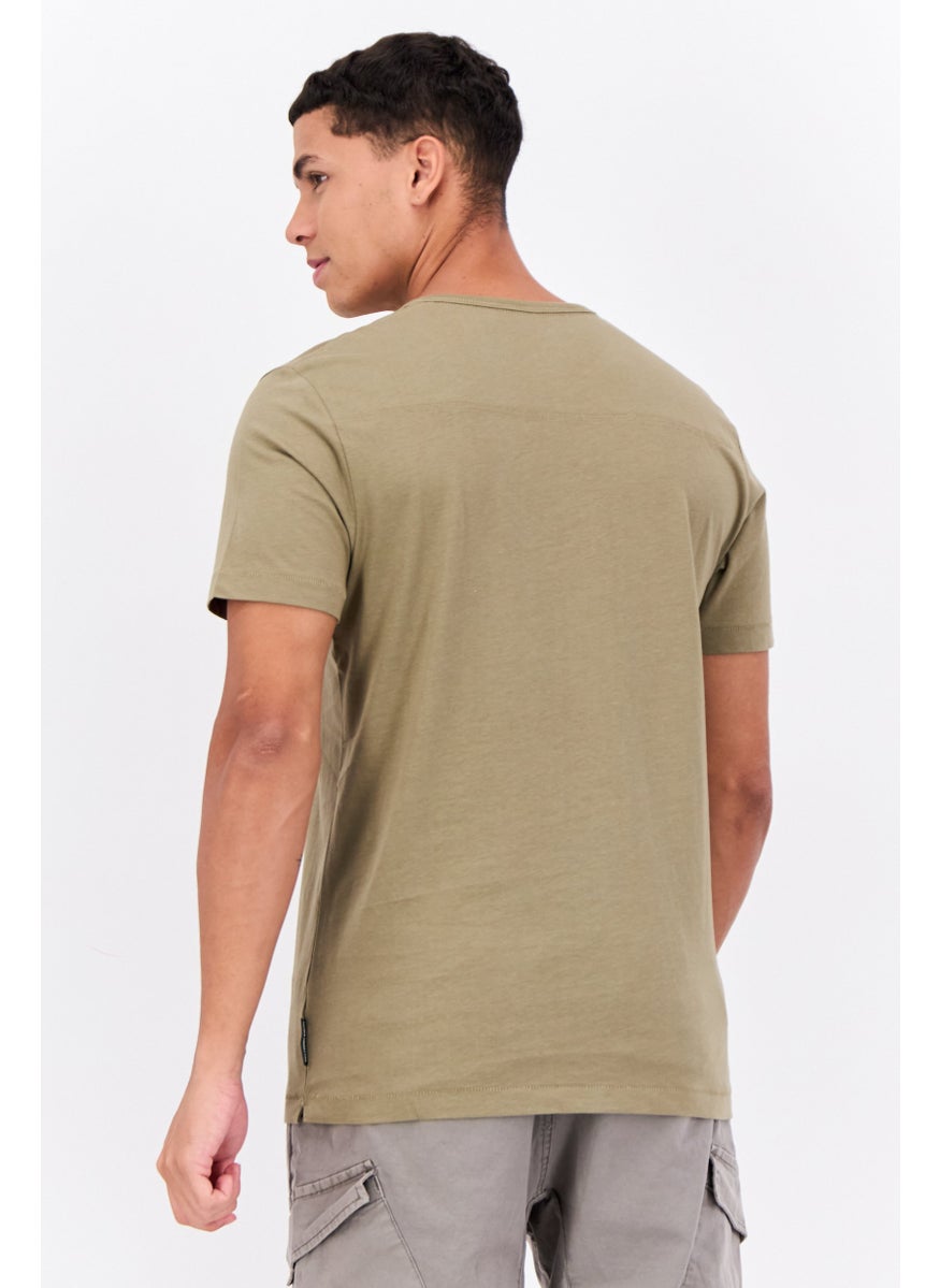 French Connection Men Crew Neck Short Sleeve Brand Logo T-Shirt, Olive  - Image 3