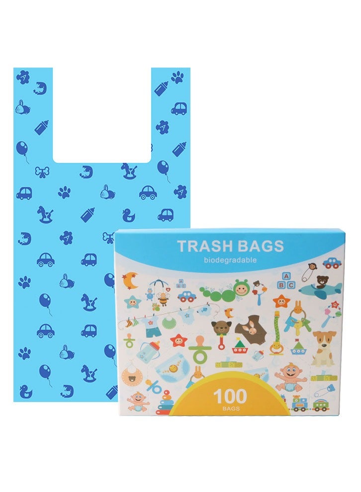 100-Piece Disposable Diaper Bags with Handle Easy-Tie, Safe and Odour Control Biodegradable Baby Nappy Sacks for Collecting Nappies and Garbage  - Image 1