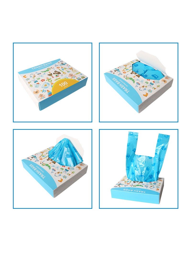 100-Piece Disposable Diaper Bags with Handle Easy-Tie, Safe and Odour Control Biodegradable Baby Nappy Sacks for Collecting Nappies and Garbage  - Image 4