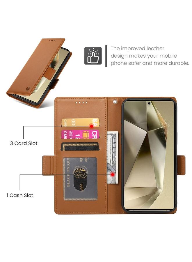 S-TOP Case For Samsung Galaxy S25 Ultra 5G Side Buckle Magnetic Frosted Leather Phone Case - Image 4