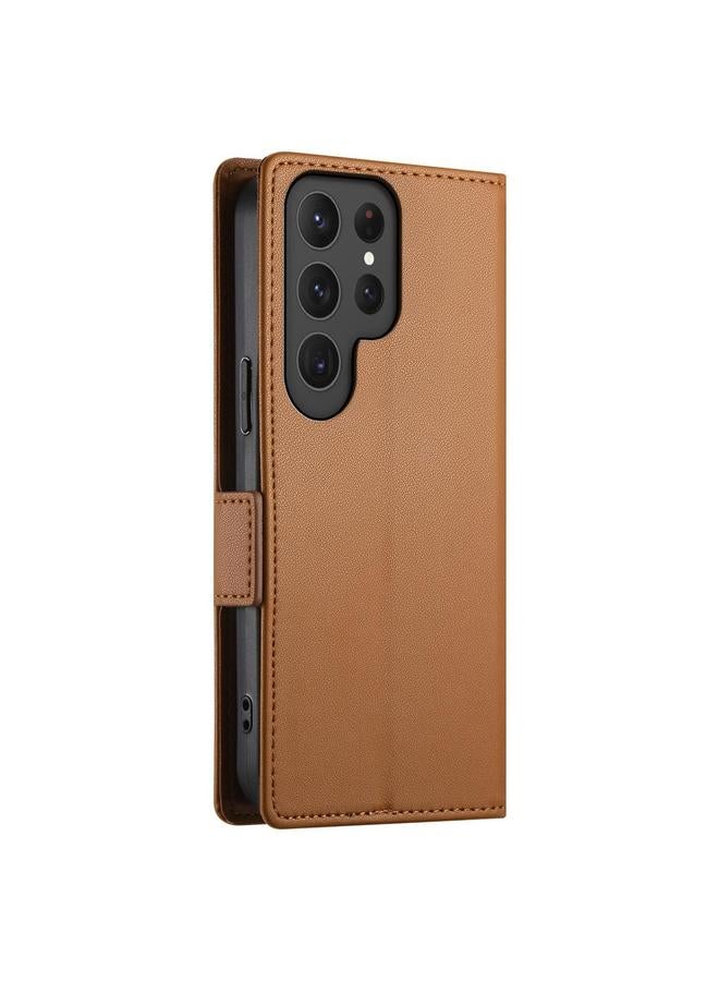 S-TOP Case For Samsung Galaxy S25 Ultra 5G Side Buckle Magnetic Frosted Leather Phone Case - Image 3