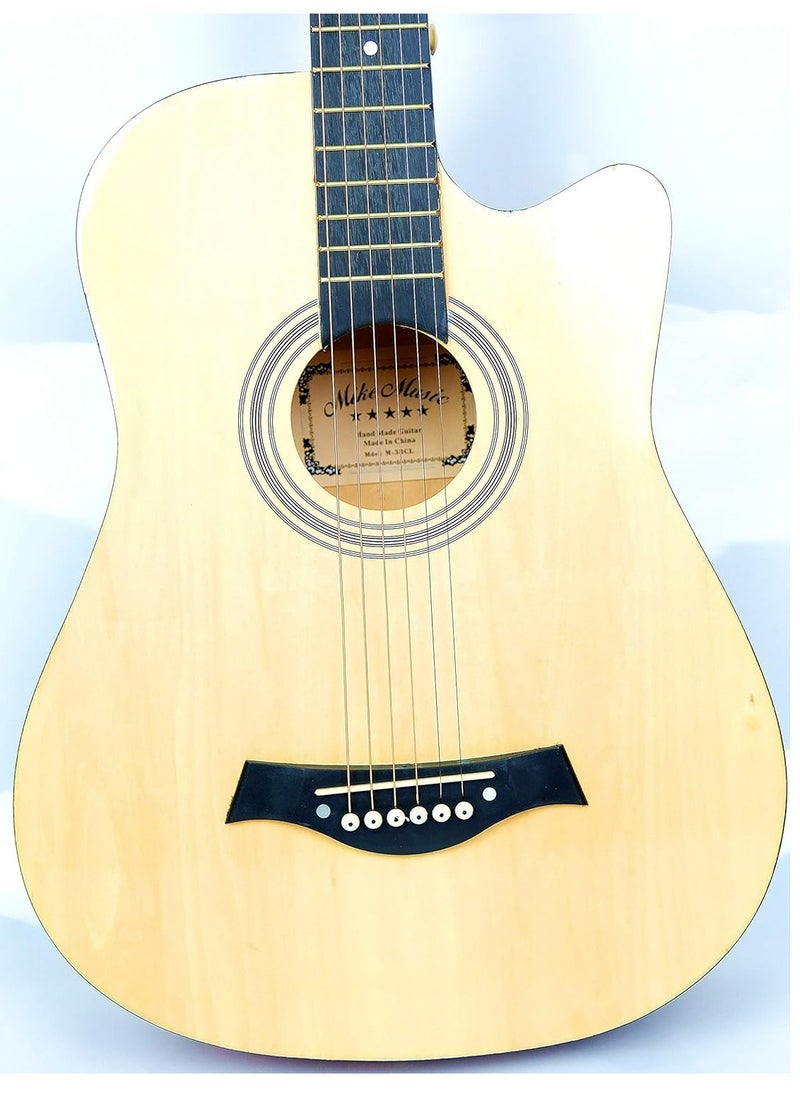 Mike Music 38 Inch Acoustic Guitar for Beginner Adult Teen, Full Size Guitar Acoustic 6-Strings Acoustic Guitar Set With Accessories Gig Bag, Picks, Right Hand, Glossy Natural  - Image 4