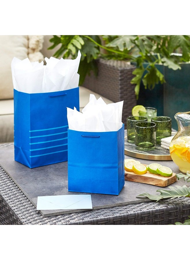 Hallmark Blue Gift Bags In Assorted Sizes (Pack Of 6 2 Medium 9" 2 Large 11" 2 Extra Large 14") For Birthdays Graduations Fathers Day Baby Showers Bridal Showers Weddings Groomsmen Gifts  - Image 2
