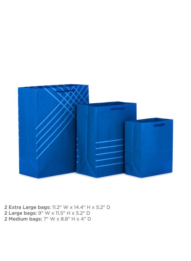 Hallmark Blue Gift Bags In Assorted Sizes (Pack Of 6 2 Medium 9" 2 Large 11" 2 Extra Large 14") For Birthdays Graduations Fathers Day Baby Showers Bridal Showers Weddings Groomsmen Gifts  - Image 3