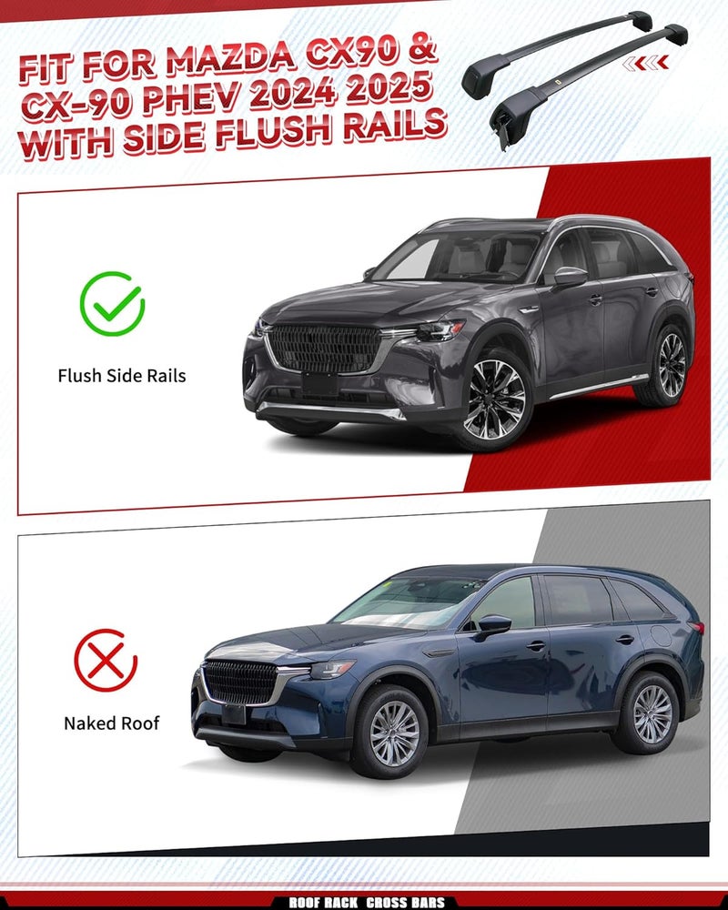 etesan أشرطة سقف قابلة للقفل لسيارات مازدا CX90 و CX-90 PHEV 2024 2025 - Image 5