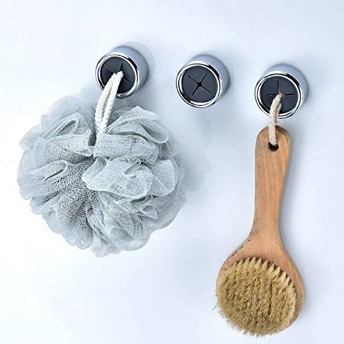KAEZDD Round Adhesive Push Towel Hooks for Kitchen, Hand and Dish Towels, Grey, 2 Pack - Image 5