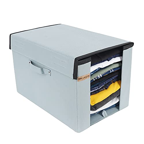 SHREY CREATION Foldable Stackable Shirt Stacker Organizer for Wardrobe | Non-Woven Cloth Storage Box with Lid & Handle for Shirts, T-Shirts & Clothes | Grey | Pack of 5 | 40x25x25 cm - Image 2