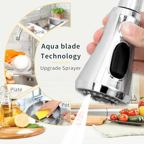 CECEFIN Kitchen Faucet Hose Attachment, Sink Sprayer Replacement Head with 4.9 Ft Stainless Steel Hose, Water Saving Aerator with 3-Way Diverter Valve for Hair Washing Laundry Room and Pet Shower - Image 5