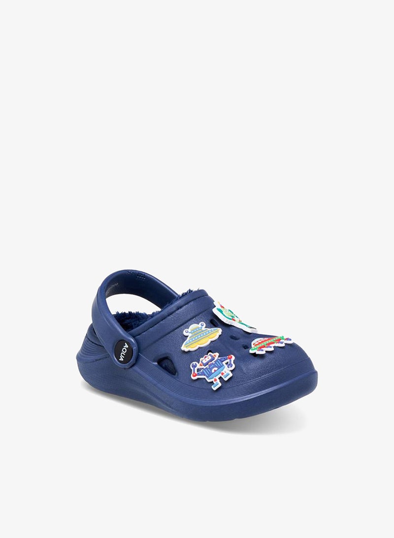 Aqua Jibbitz Faux Fur Clogs with Backstrap - Image 2