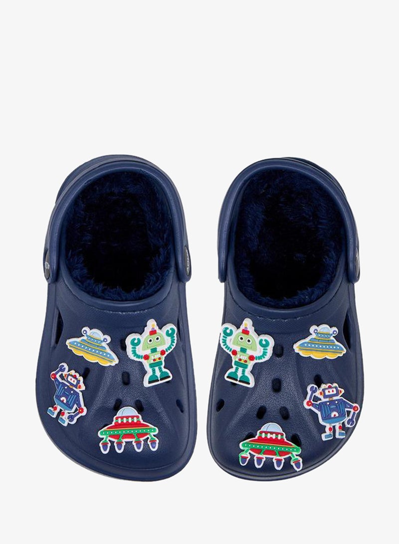 Aqua Jibbitz Faux Fur Clogs with Backstrap - Image 3