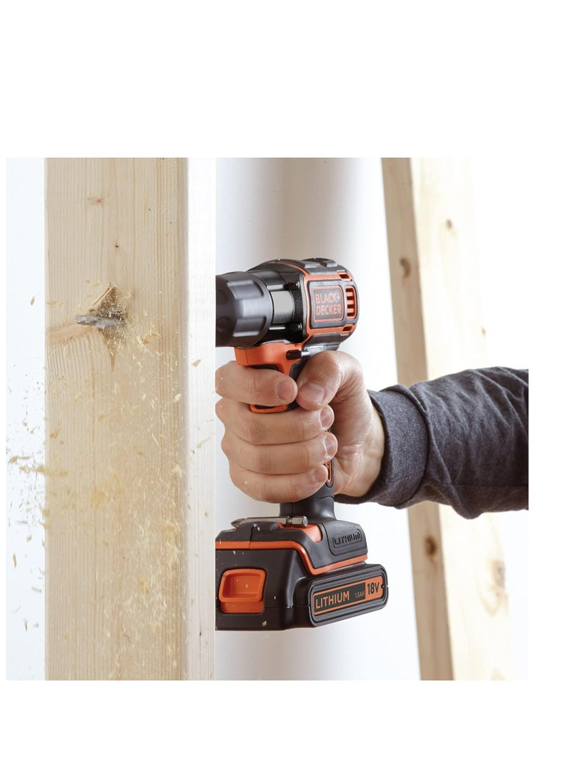 BLACK+DECKER - Black & Decker ASD18KB - Cordless Combi Drills Lithium-Ion (Li-Ion), 18 V, Orange - Image 1