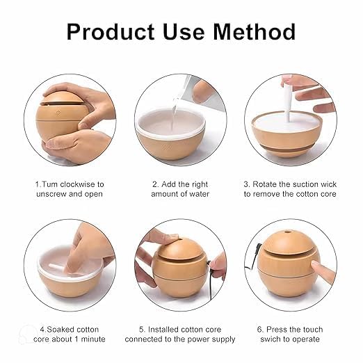 LEKORED Wood Cool Mist Ultrasonic Humidifier for Room Moisture Aroma Diffuser for Home Essential Oil Diffuser with Colorful Light Auto ShutOff Home Office car Multicolor 130 ml - Image 5