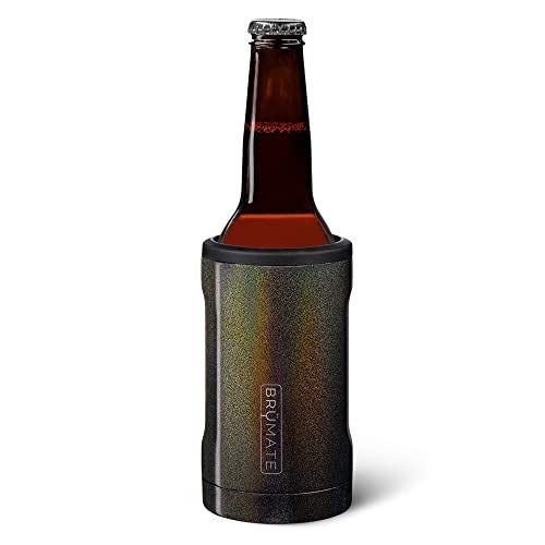 Br   Mate Hopsulator Bott'l Insulated Bottle Cooler for Standard 12oz Glass Bottles | Glass Bottle Coozie Insulated Stainless Steel Drink Holder for Beer and Soda (Glitter Charcoal)