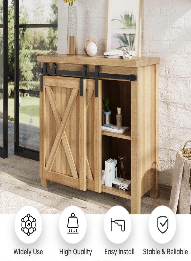 EaseLife 3 FT Mini Cabinet Bypass Double Sliding Barn Door Hardware Track Kit,Easy Install,Slide Smoothly Quietly,Apply for Storage Window TV Stand and Other Shielding (No Cabinet) - Image 2