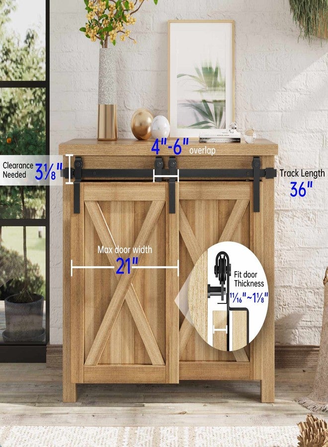 EaseLife 3 FT Mini Cabinet Bypass Double Sliding Barn Door Hardware Track Kit,Easy Install,Slide Smoothly Quietly,Apply for Storage Window TV Stand and Other Shielding (No Cabinet) - Image 3