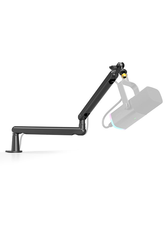 XiuWoo Microphone Boom Arm, Low Profile Adjustable Stick Microphone Arm Stand with Desk Mount Clamp, Screw Adapter, for Podcast Streaming Gaming Studio, black - Image 1