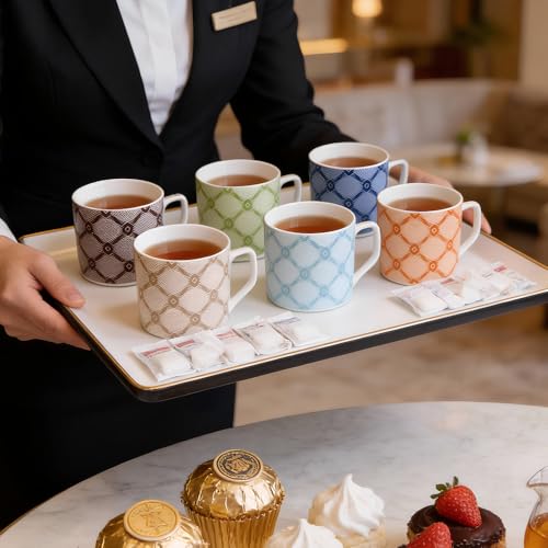 UPC U.P.C. Ceramic Tea Cups Set of 6| Microwave & Dishwasher Safe Cup Set of 6 for Tea & Coffee | Premium Coffee Mugs Set of 6 | Stylish Cups & Mugs for Home & Office with Bone-Ash Free-150ml. - Image 5