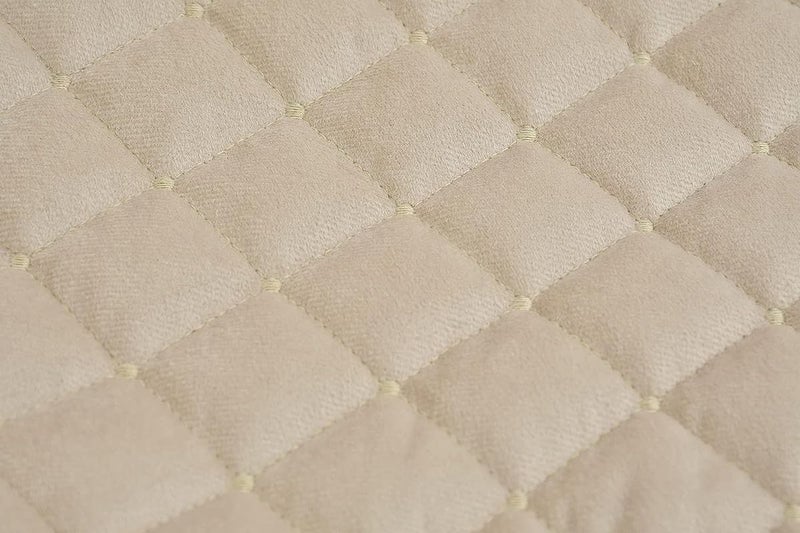 BEDSHED Set of 8 Pieces Touch Chenille Diwan Set for Living Room Dining Hall (1 Single Bedsheet, 5 Cushion Covers, 2 Bolster Cover) Beige - Image 2