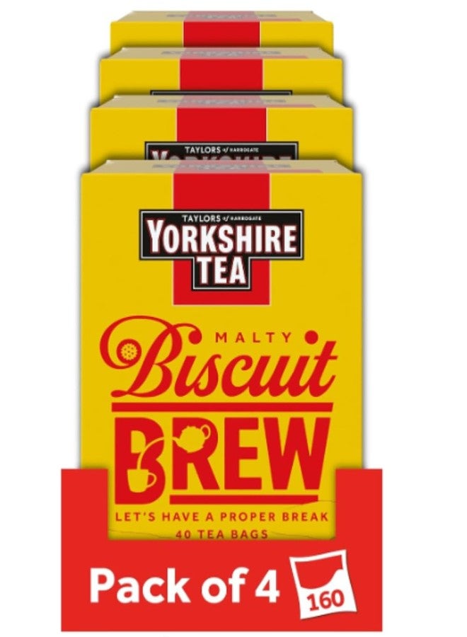 Yorkshire Tea Biscuit Brew Tea Bags, Pack of 4 (total of 160 tea bags) - Image 1