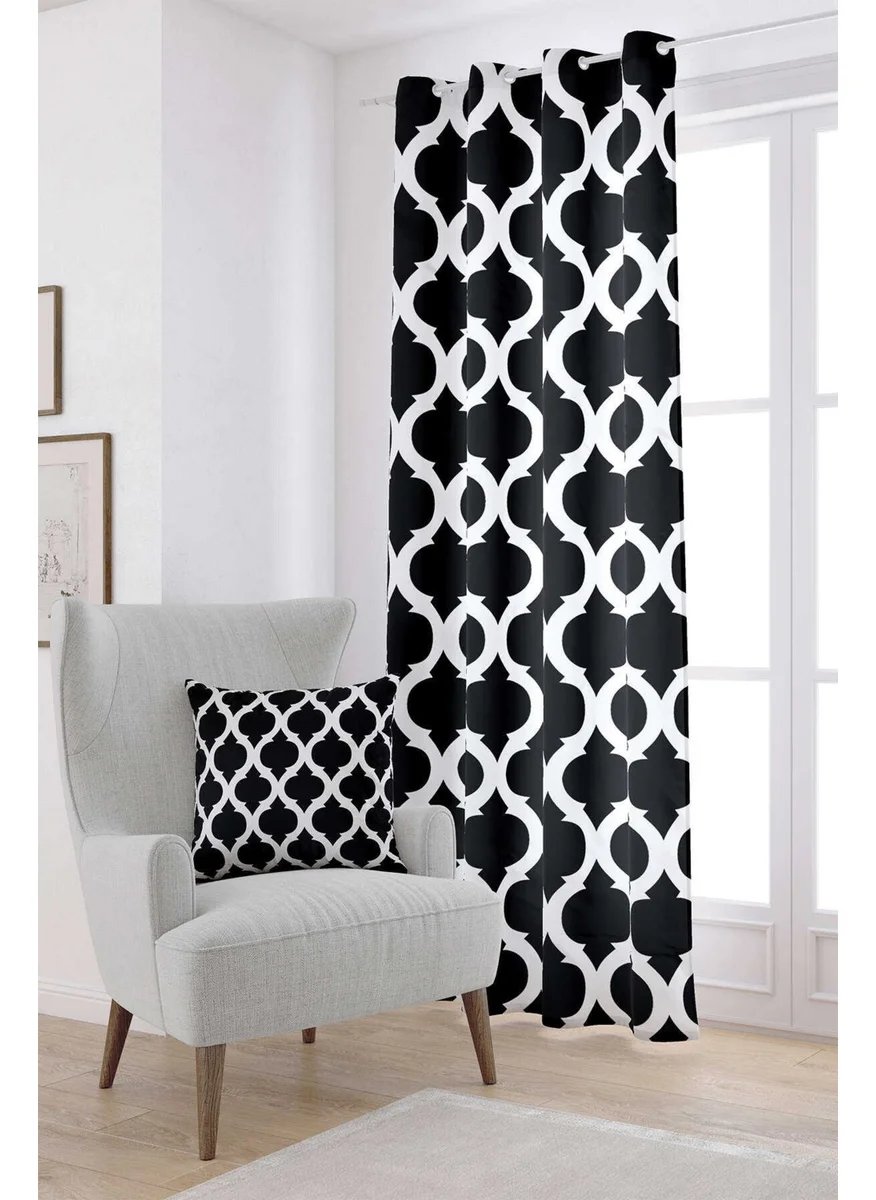 Cango Home Black and White Modern Geometric Patterned Digital Printed Curtain OTYK532-PR