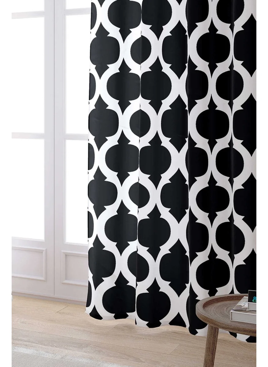 Cango Home Black and White Modern Geometric Patterned Digital Printed Curtain OTYK532-PR