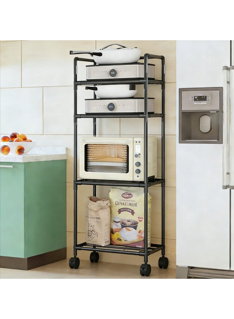 CKIKH Four-tier kitchen storage rack, movable multi-functional shelf, sturdy kitchen storage rack, detachable freestanding shelf, suitable for kitchens, bedrooms, laundry rooms, closets, and pantry. - Image 1
