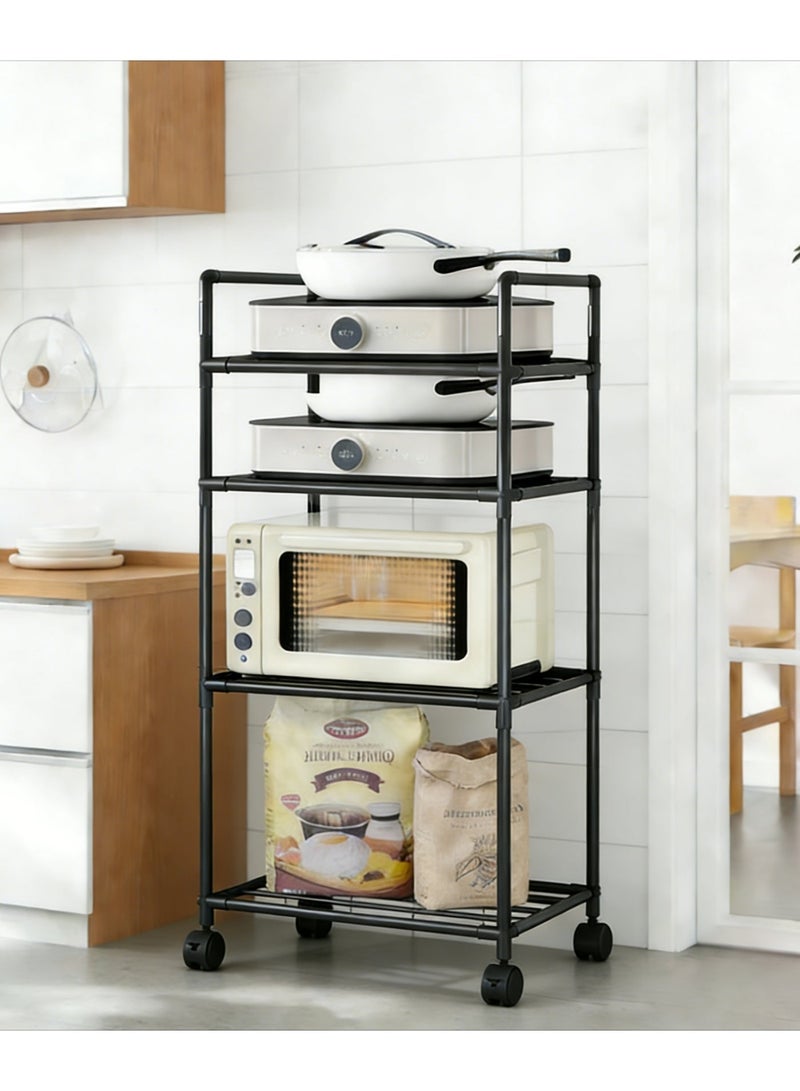 CKIKH Four-tier kitchen storage rack, movable multi-functional shelf, sturdy kitchen storage rack, detachable freestanding shelf, suitable for kitchens, bedrooms, laundry rooms, closets, and pantry. - Image 3