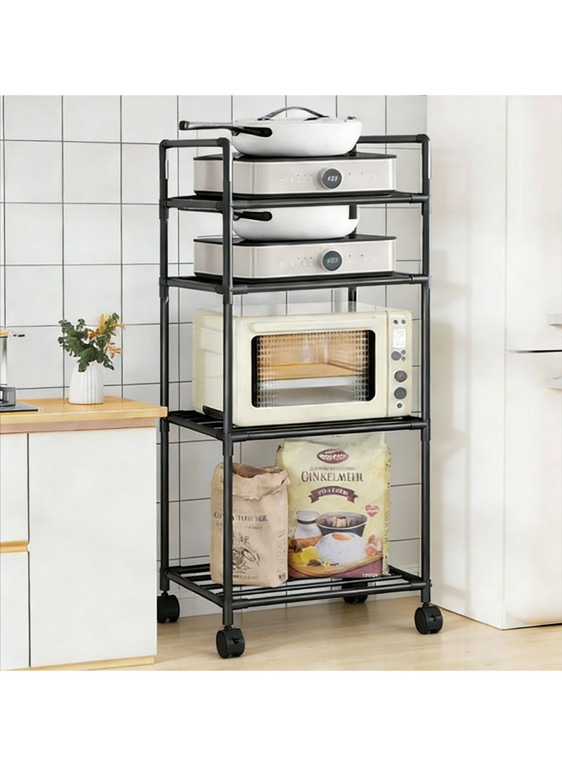 CKIKH Four-tier kitchen storage rack, movable multi-functional shelf, sturdy kitchen storage rack, detachable freestanding shelf, suitable for kitchens, bedrooms, laundry rooms, closets, and pantry. - Image 5