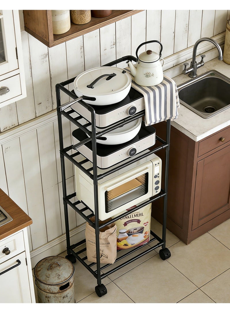 CKIKH Four-tier kitchen storage rack, movable multi-functional shelf, sturdy kitchen storage rack, detachable freestanding shelf, suitable for kitchens, bedrooms, laundry rooms, closets, and pantry. - Image 4
