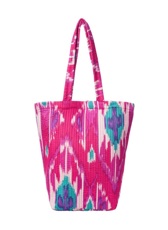SENORA Stylish Floral Tote Bag for Women | Cotton Fabric Shoulder Handbag | Ideal for Daily Use, Shopping, Office & Travel, Pink, blue, cotton shopping bag - Image 1