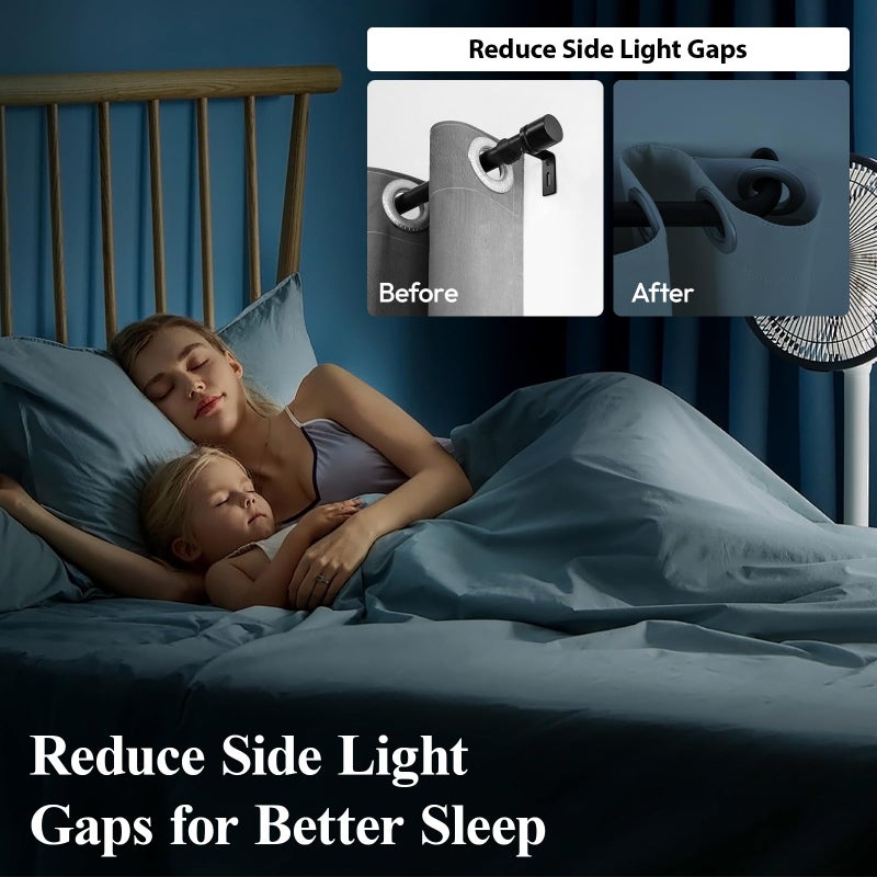GTJ Wrap Around Black Curtain Rod for Windows 48-84 Inch, 1 Inch Heavy Duty Blackout Curtain Rod 34-95 Inches, Adjustable Curved Metal Drapery Rod, Matte Black - Image 2