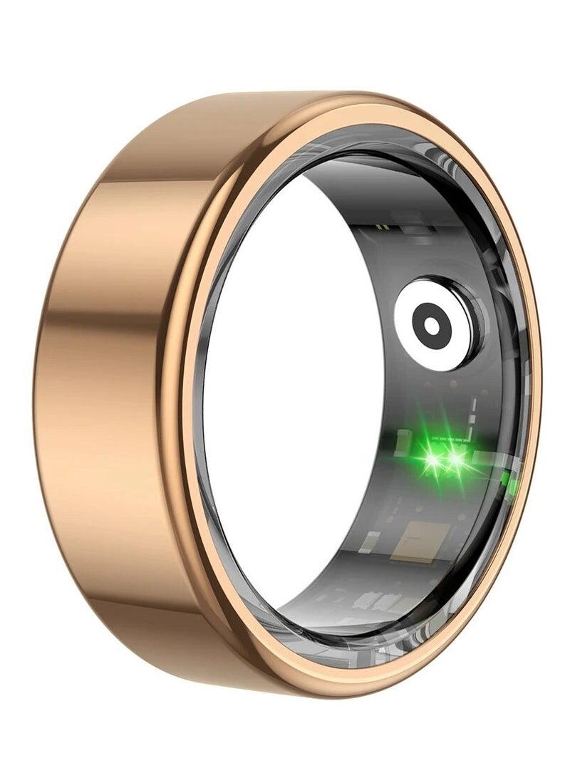 R02 Smart Ring Military Grade Titanium Steel Shell Health Monitoring IP68  3ATM Waterproof Multi-sport Modes (Gold, 18.1mm) - Image 1