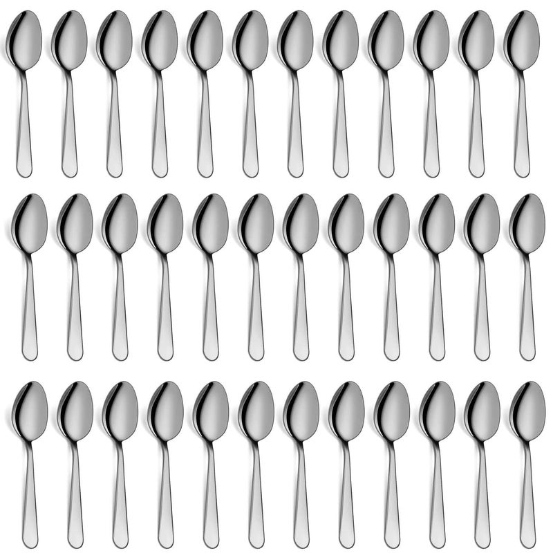 Teaspoons Set of 36 6 inch Stainless Steel Tea Spoons Food Grade Cutlery Spoons Set for Tea Coffee Use for Home Kitchen Restaurant Dishwasher Safe