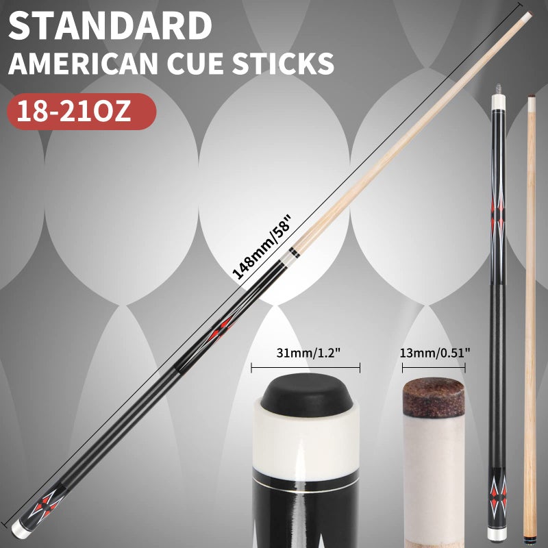 AKLOT 2 Set of Pool Cue Stick Pool Stick 58 inch Billiard Stick Mixed Weight Billiard Cue - Image 4