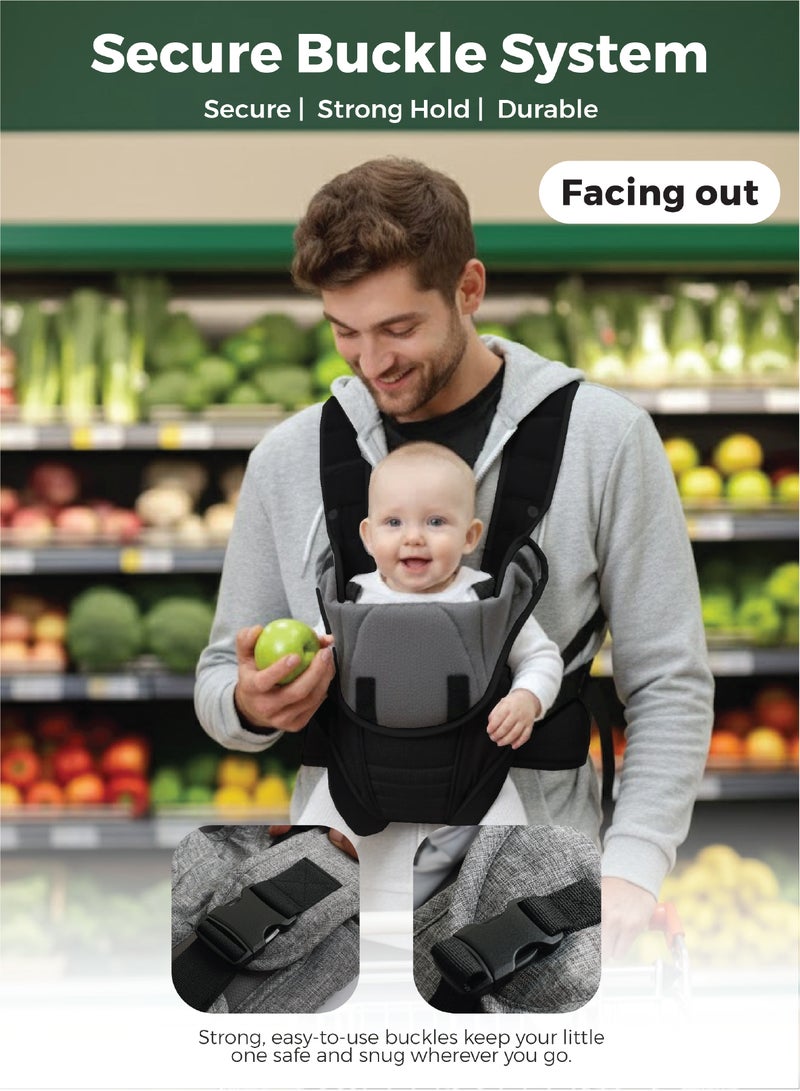Zenito Infant Carrier - 3-18 months -Ergonomic 3-in-1 Baby Travel Carrier - Adjustable & Removable headrest - Black - Image 3