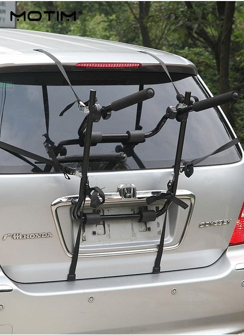 Trunk Mounted Bike Rack, Bike Rear Trunk Car Boot Mount Rack 3 Bicycle Cycle Carrier, Car Foldable Ultra Compact Universal Fitting Saloon Hatchback Estate, Rail Hitch Mount Rack for Cars Trunk