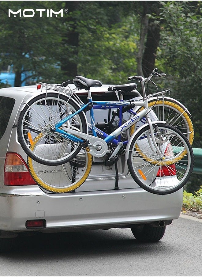 Trunk Mounted Bike Rack, Bike Rear Trunk Car Boot Mount Rack 3 Bicycle Cycle Carrier, Car Foldable Ultra Compact Universal Fitting Saloon Hatchback Estate, Rail Hitch Mount Rack for Cars Trunk