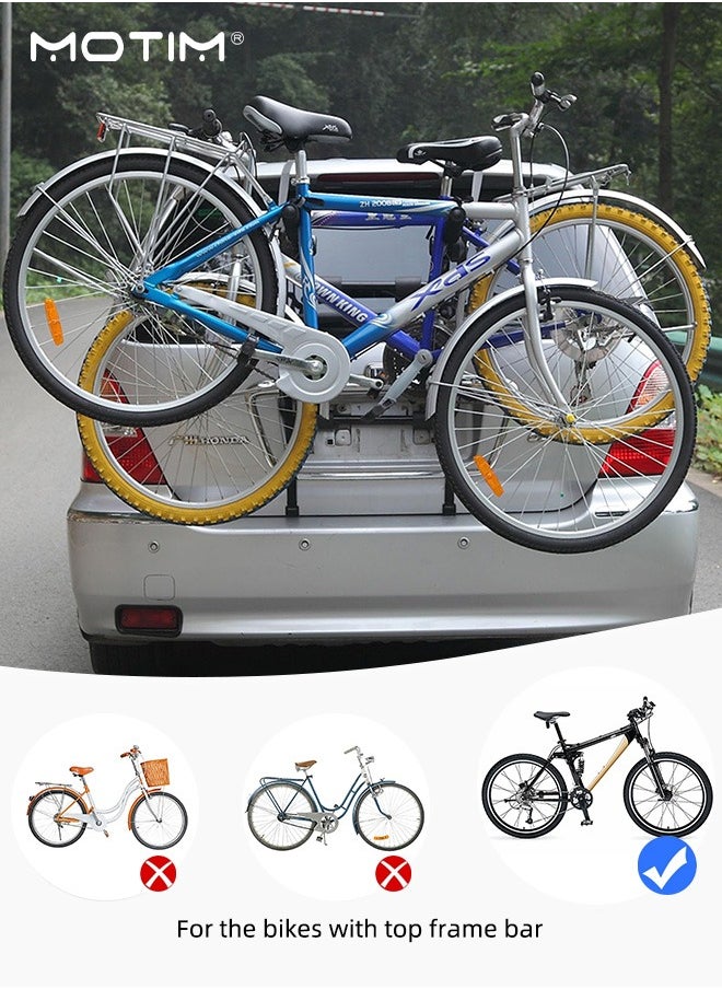 Trunk Mounted Bike Rack, Bike Rear Trunk Car Boot Mount Rack 3 Bicycle Cycle Carrier, Car Foldable Ultra Compact Universal Fitting Saloon Hatchback Estate, Rail Hitch Mount Rack for Cars Trunk