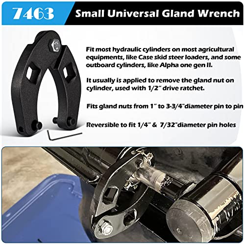 Sunluway 1266 Adjustable Gland Nut wrench & 7463 Small Adjustable Gland Nut Wrench Universal for Hydraulic Cylinders on Most Farm & Construction Equipment, Remove Gland Nuts Easily - Image 4