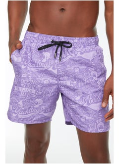 trendyol Lilac Text Printed Standard Size Swimwear Marine Shorts TMNSS20DS0003  - Image 2