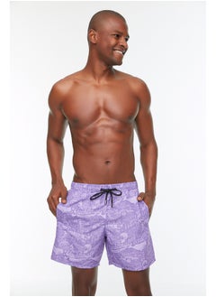 trendyol Lilac Text Printed Standard Size Swimwear Marine Shorts TMNSS20DS0003  - Image 4