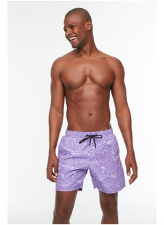 trendyol Lilac Text Printed Standard Size Swimwear Marine Shorts TMNSS20DS0003  - Image 3