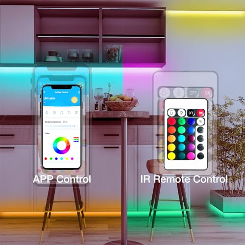 DAYBETTER Smart RGB Led Strip Lights, 50ft Led Lights for Bedroom with App Control, Multicolor Changing Led Light Strips Apply for Home Decor, Living Room, Kitchen, Home Party Decoration, 12V - Image 4