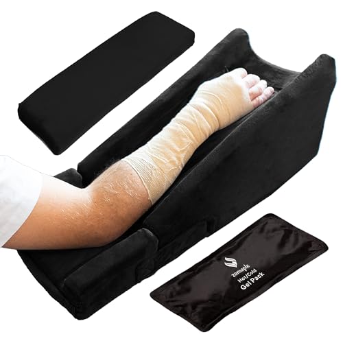ZOMAPLE Arm Elevation Pillow, Grey – Reduce Swelling & Relieve Pain with Elbow Support – Adjustable, Gel-Infused Foam, Hot/Cold Gel Pack & Washable Cover – Arm Support Pillow for Post-Surgery Recovery - Image 1