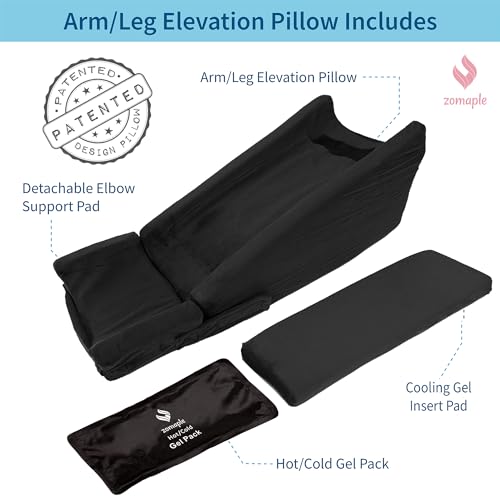 ZOMAPLE Arm Elevation Pillow, Grey – Reduce Swelling & Relieve Pain with Elbow Support – Adjustable, Gel-Infused Foam, Hot/Cold Gel Pack & Washable Cover – Arm Support Pillow for Post-Surgery Recovery - Image 5