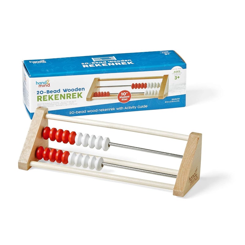 hand2mind 20-Bead Wooden Rekenrek Abacus, Colored Abacus for Kids Math, Wooden Counting Math Manipulatives, Bead Counters for Kids Math, Learn Counting and Numbers, Homeschool Supplies (Set of 1) - Image 1