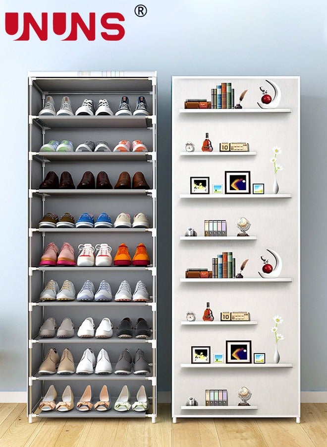 UNUNS Shoe Rack Cabinet,10 Tiers Shoe Rack Storage Box For 27 Pairs,Foldable Shoes Organizer Cover,Shoe Cover Rack,Portable Shoe Storage Cabinet 58X158 Cm - Image 1