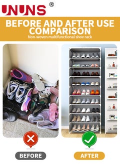 UNUNS Shoe Rack Cabinet,10 Tiers Shoe Rack Storage Box For 27 Pairs,Foldable Shoes Organizer Cover,Shoe Cover Rack,Portable Shoe Storage Cabinet 58X158 Cm  - Image 4