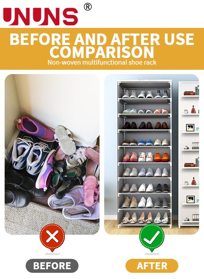 UNUNS Shoe Rack Cabinet,10 Tiers Shoe Rack Storage Box For 27 Pairs,Foldable Shoes Organizer Cover,Shoe Cover Rack,Portable Shoe Storage Cabinet 58X158 Cm - Image 4