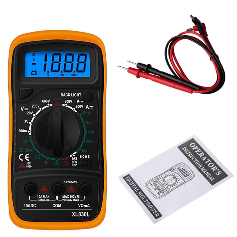 AN8205C مقياس رقمي محمول باليد برتقالي مع إضاءة خلفية للشاشة، مقياس فولت أمبير متر للتيار المتردد والمستمر، واختبار الأوم - Image 4